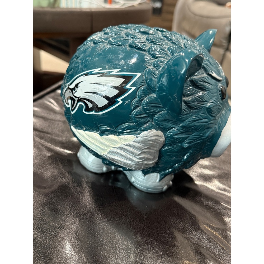 Philadelphia Eagles NFL Piggy Bank Coin Bank Teal Football Fan Collectible‎